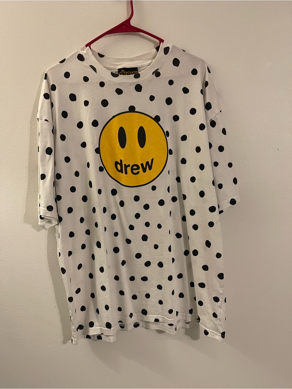 drew house White Polka Dot Tee with Yellow Smiley